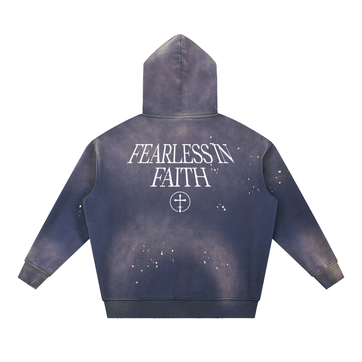 Distressed Paint Splatter Fearless in Faith Fleece Hoodie